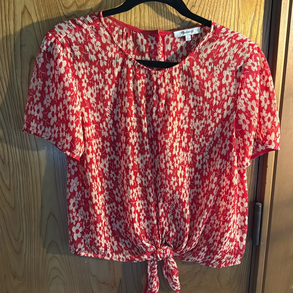 Red and Cream Flower Blouse